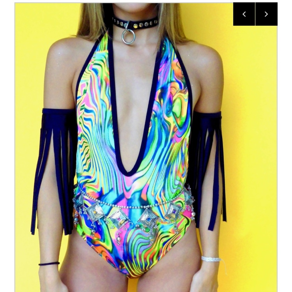 Selling acid house deep cut bodysuit